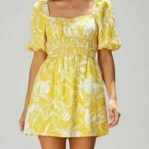 Faithfull the Brand Yellow Floral Mini Dress